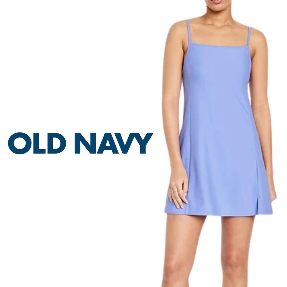 Old Navy Athletic Blue Spaghetti Strap Mini Dress with shorts